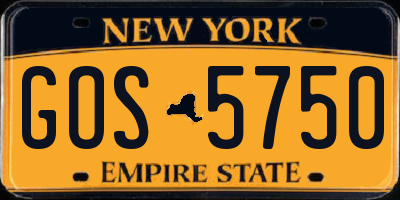 NY license plate GOS5750