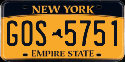 NY license plate GOS5751