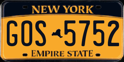 NY license plate GOS5752