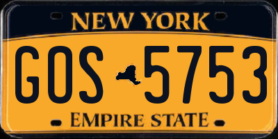 NY license plate GOS5753
