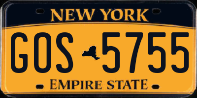 NY license plate GOS5755