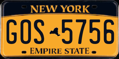 NY license plate GOS5756