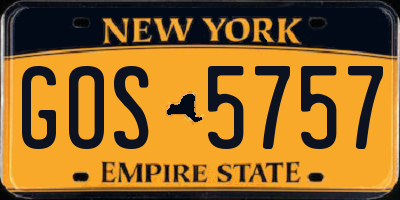 NY license plate GOS5757