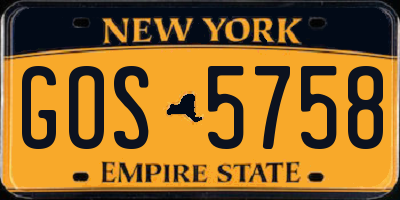 NY license plate GOS5758