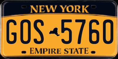 NY license plate GOS5760