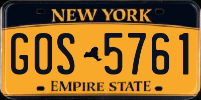 NY license plate GOS5761