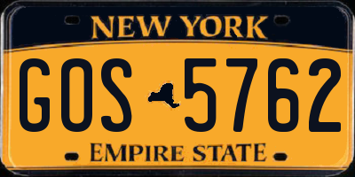 NY license plate GOS5762