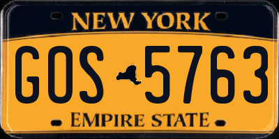 NY license plate GOS5763