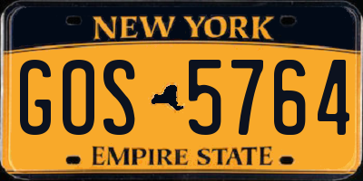NY license plate GOS5764