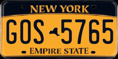 NY license plate GOS5765