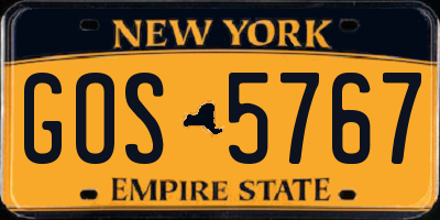 NY license plate GOS5767