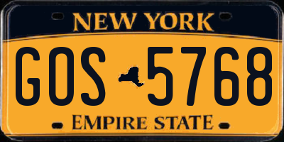 NY license plate GOS5768