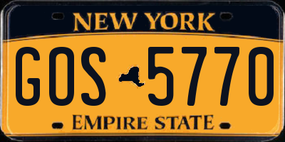 NY license plate GOS5770