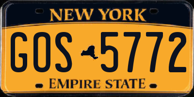 NY license plate GOS5772