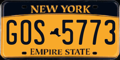NY license plate GOS5773