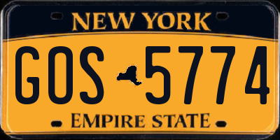 NY license plate GOS5774