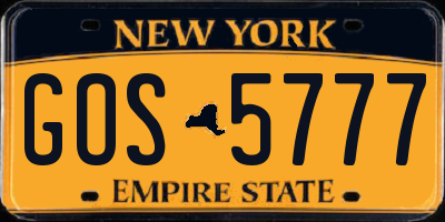 NY license plate GOS5777