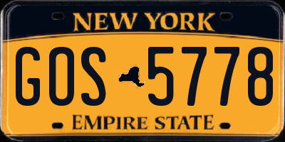 NY license plate GOS5778