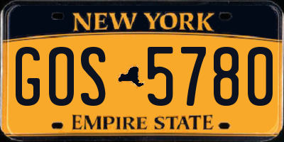 NY license plate GOS5780