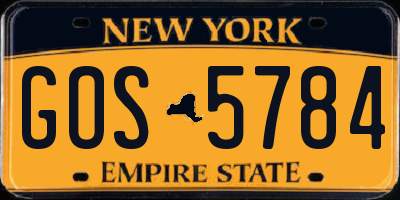 NY license plate GOS5784