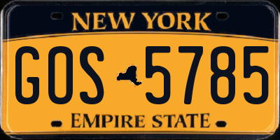 NY license plate GOS5785
