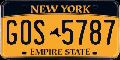 NY license plate GOS5787