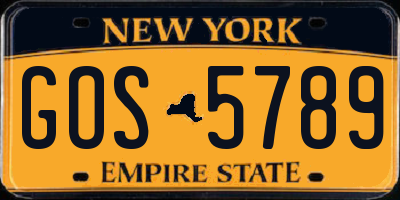 NY license plate GOS5789