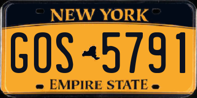 NY license plate GOS5791