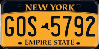 NY license plate GOS5792