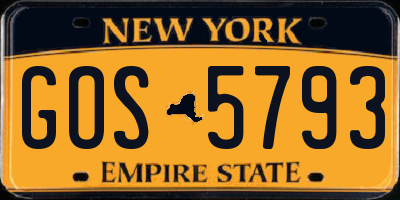 NY license plate GOS5793