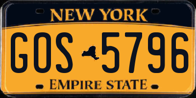 NY license plate GOS5796