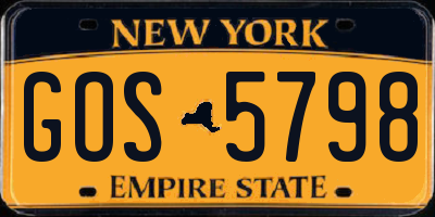 NY license plate GOS5798