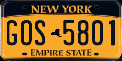 NY license plate GOS5801