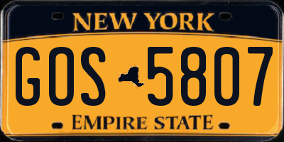 NY license plate GOS5807