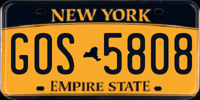 NY license plate GOS5808