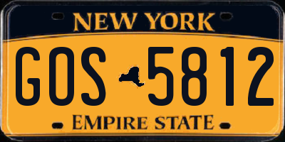NY license plate GOS5812