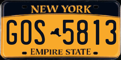 NY license plate GOS5813