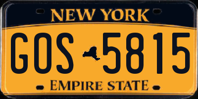 NY license plate GOS5815