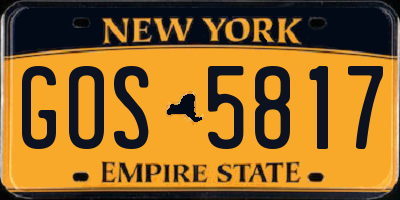 NY license plate GOS5817