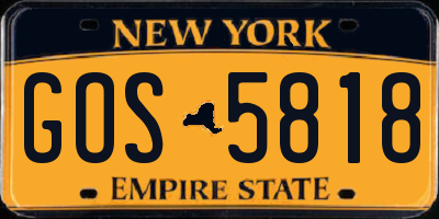 NY license plate GOS5818