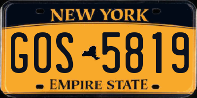 NY license plate GOS5819
