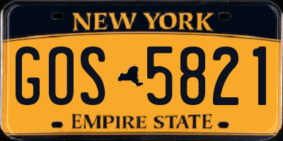 NY license plate GOS5821
