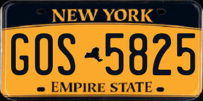 NY license plate GOS5825