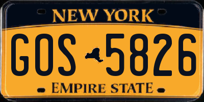 NY license plate GOS5826