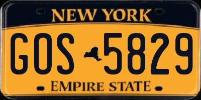 NY license plate GOS5829