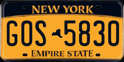 NY license plate GOS5830