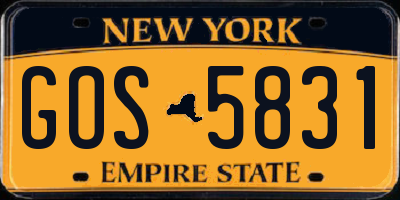 NY license plate GOS5831
