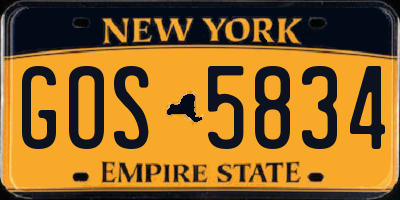 NY license plate GOS5834