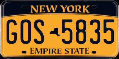 NY license plate GOS5835
