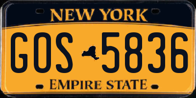 NY license plate GOS5836